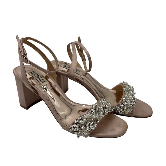 Badgley Mischka Blush Clara Block Heels Size 7 - Picture 1 of 13